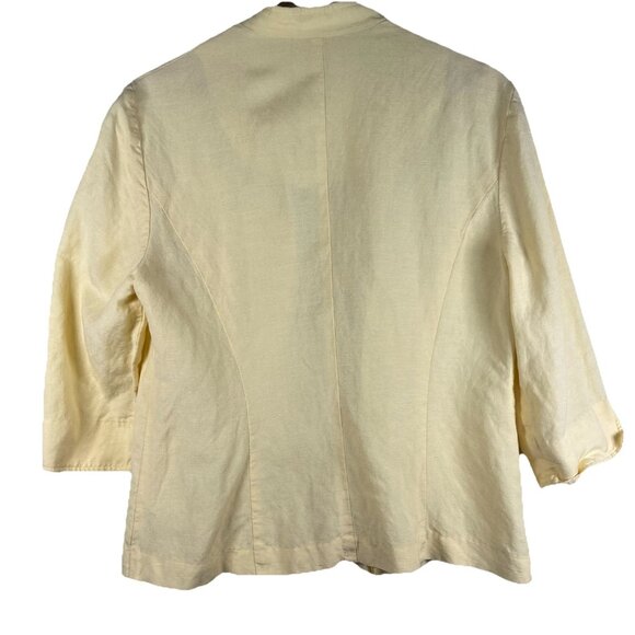 Madison Leigh Women's Butter Yellow Linen Blend Blazer Size 8 P Party Office - Picture 5 of 7